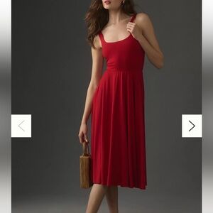 Reformation Rou Knit Midi Dress in Red
